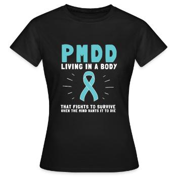 PMDD Awareness Premenstrual Syndrome Menstrual - Frauen T-Shirt - Schwarz - Vorne - AI Model Female 172 dark (172cm)