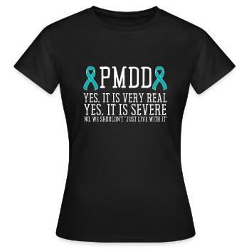 PMDD Awareness Premenstrual Syndrome Menstrual - Frauen T-Shirt - Schwarz - Vorne - AI Model Female 172 dark (172cm)