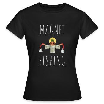 Aimant de pêche Aimant Fisher Pêcheur - T-shirt Femme - noir - Devant - AI Model Female 172 dark (172cm)