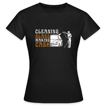 Window Cleaner Services Car Window Cleaning Window - Women's T-Shirt - black - Front - AI Model Female 172 dark (172cm)