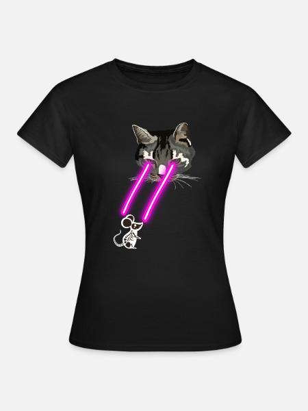 Cat With Laser Eyes - T-shirt dam - svart