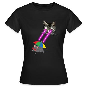 Cat With Laser Eyes - Women's T-Shirt - black - Front - AI Model Female 172 dark (172cm)