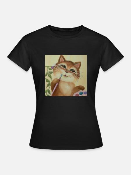 Cat Art History - Frauen T-Shirt - Schwarz