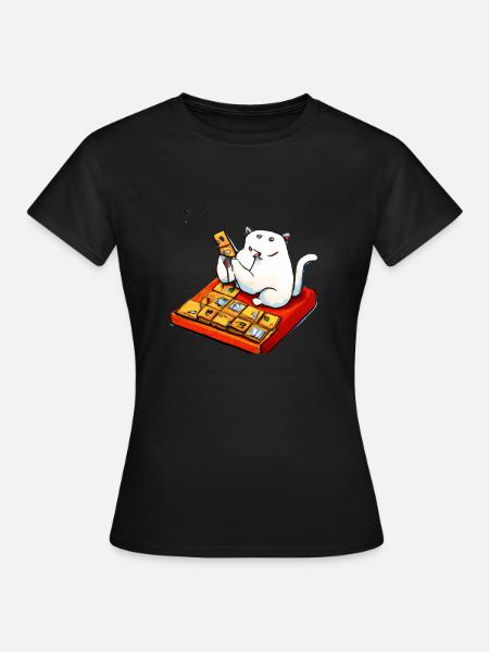 Cats Playing Mahjong - Frauen T-Shirt - Schwarz