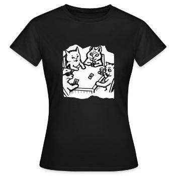 Cats Playing Cards - Women's T-Shirt - black - Front - AI Model Female 172 dark (172cm)