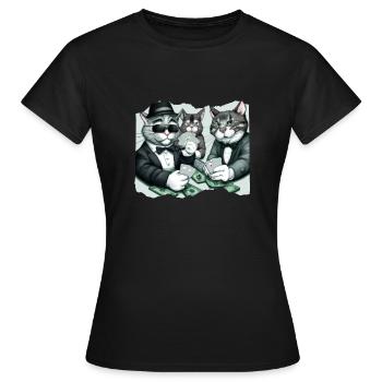 Cats Playing Cards - Women's T-Shirt - black - Front - AI Model Female 172 dark (172cm)