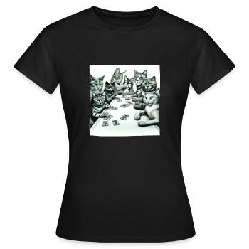 Cats Playing Cards - Women's T-Shirt - black - Front - AI Model Female 172 dark (172cm)