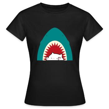 Chat mangeur de requins - T-shirt Femme - noir - Devant - AI Model Female 172 dark (172cm)