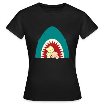 Chat mangeur de requins - T-shirt Femme - noir - Devant - AI Model Female 172 dark (172cm)