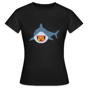 Chat mangeur de requins - T-shirt Femme - noir - Devant - AI Model Female 172 dark (172cm)