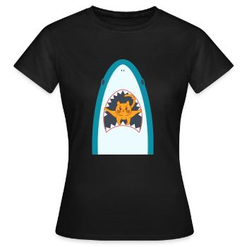 Chat mangeur de requins - T-shirt Femme - noir - Devant - AI Model Female 172 dark (172cm)