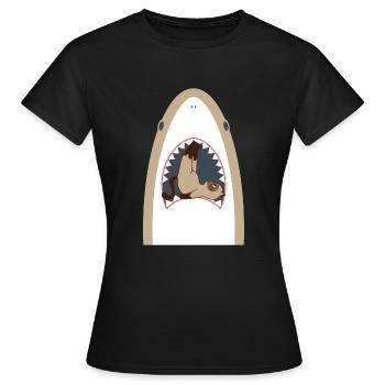 Chat mangeur de requins - T-shirt Femme - noir - Devant - AI Model Female 172 dark (172cm)
