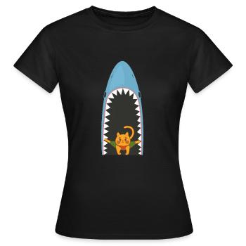 Chat mangeur de requins - T-shirt Femme - noir - Devant - AI Model Female 172 dark (172cm)