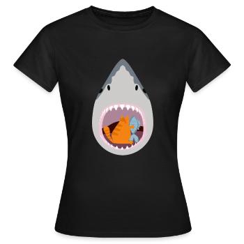 Chat mangeur de requins - T-shirt Femme - noir - Devant - AI Model Female 172 dark (172cm)