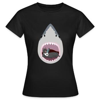 Chat mangeur de requins - T-shirt Femme - noir - Devant - AI Model Female 172 dark (172cm)