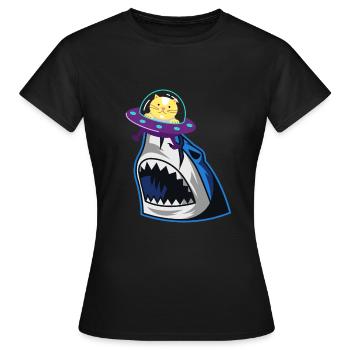 Chat mangeur de requins - T-shirt Femme - noir - Devant - AI Model Female 172 dark (172cm)