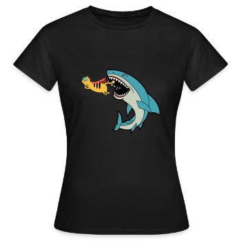 Chat mangeur de requins - T-shirt Femme - noir - Devant - AI Model Female 172 dark (172cm)