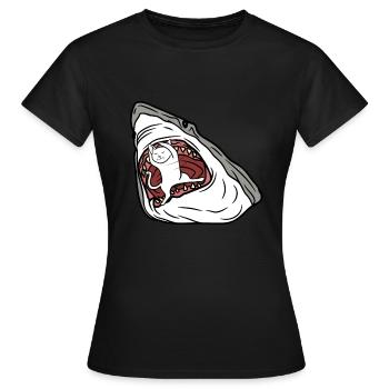 Chat mangeur de requins - T-shirt Femme - noir - Devant - AI Model Female 172 dark (172cm)