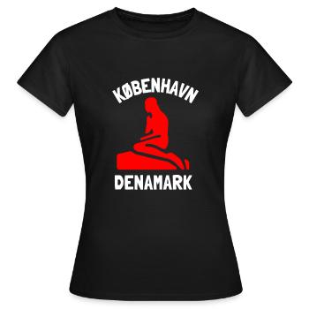 Kobenhavn Denmark Danish Kobenhaven Mermaid - Frauen T-Shirt - Schwarz - Vorne - AI Model Female 172 dark (172cm)