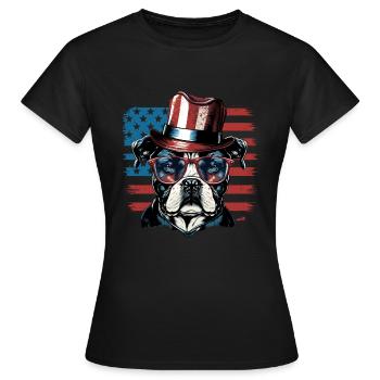 Patriotic Dog American Flag Patriot - Women's T-Shirt - black - Front - AI Model Female 172 dark (172cm)