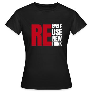 Recycle Réutiliser Renew Rethink Wind Turbine - Wind - T-shirt Femme - noir - Devant - AI Model Female 172 dark (172cm)