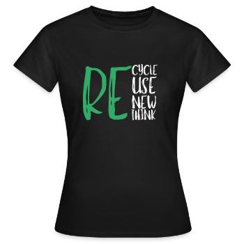 Recycle Réutiliser Renew Rethink Wind Turbine - Wind - T-shirt Femme - noir - Devant - AI Model Female 172 dark (172cm)