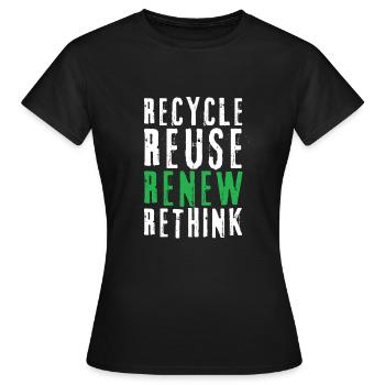 Recycle Réutiliser Renew Rethink Wind Turbine - Wind - T-shirt Femme - noir - Devant - AI Model Female 172 dark (172cm)