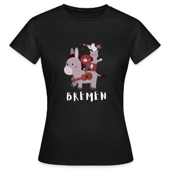 Bremen Town Musicians - Frauen T-Shirt - Schwarz - Vorne - AI Model Female 172 dark (172cm)