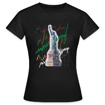 NY Stock Exchange Bull - Women's T-Shirt - black - Front - AI Model Female 172 dark (172cm)