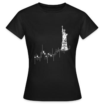 NY Stock Exchange Bull - Women's T-Shirt - black - Front - AI Model Female 172 dark (172cm)
