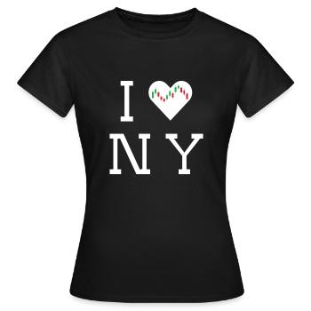 NY Stock Exchange Bull - Women's T-Shirt - black - Front - AI Model Female 172 dark (172cm)