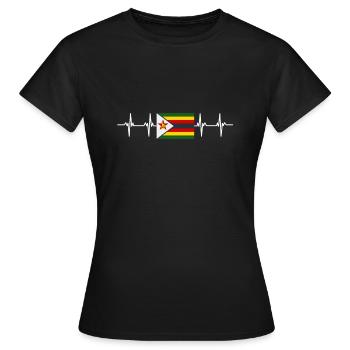 African Flag - Zimbabwe - Frauen T-Shirt - Schwarz - Vorne - AI Model Female 172 dark (172cm)
