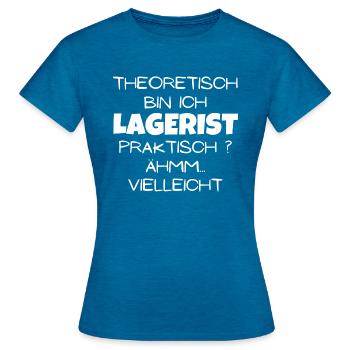 Theoretisch Lagerist - Frauen T-Shirt - Antikblaues Saphir meliert - Vorne - AI Model Female 172 dark (172cm)