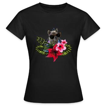 Hawaii Aloha Lama Motif - Alpaga en fleurs d'hibiscus - T-shirt Femme - noir - Devant - AI Model Female 172 dark (172cm)