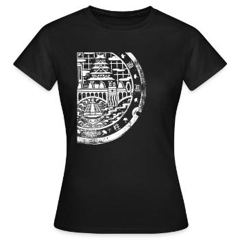 Kanaldeckeldruck Osaka, Japan - Frauen T-Shirt - Schwarz - Vorne - AI Model Female 172 dark (172cm)