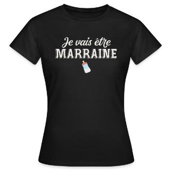 Je vais être marraine / future marraine - T-shirt Femme - noir - Devant - AI Model Female 172 dark (172cm)