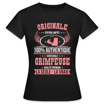Authentique et véritable grimpeuse - Originale - T-shirt Femme - noir - Devant - AI Model Female 172 dark (172cm)