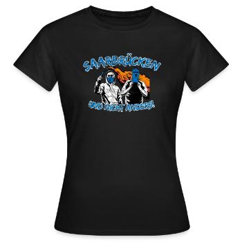 Saarbrücken und nicht anders UPDATE - Frauen T-Shirt - Schwarz - Vorne - AI Model Female 172 dark (172cm)