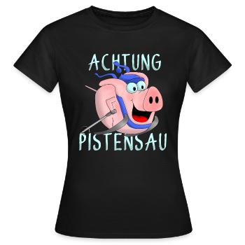 Achtung Pistensau - Frauen T-Shirt - Schwarz - Vorne - AI Model Female 172 dark (172cm)