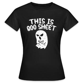 This is Boo Sheet - Women's T-Shirt - black - Front - AI Model Female 172 dark (172cm)