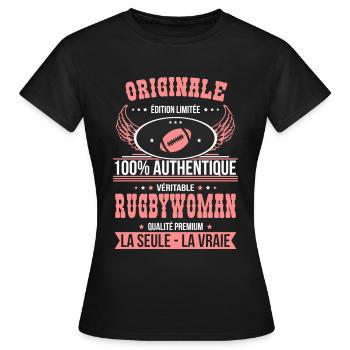 Authentique et véritable rugbywoman - Originale - T-shirt Femme - noir - Devant - AI Model Female 172 dark (172cm)