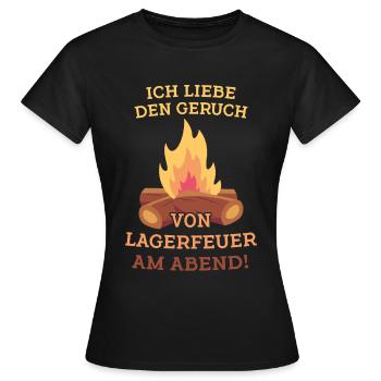 Ich liebe den Geruch von Lagerfeuer am Abend! - Frauen T-Shirt - Schwarz - Vorne - AI Model Female 172 dark (172cm)