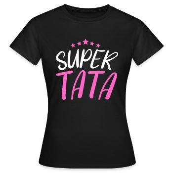 super tata cadeau tatie - T-shirt Femme - noir - Devant - AI Model Female 172 dark (172cm)