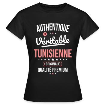 Authentique et véritable Tunisienne - Originale - T-shirt Femme - noir - Devant - AI Model Female 172 dark (172cm)