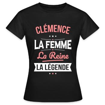 Clémence - La Femme - La Reine - La Légende - T-shirt Femme - noir - Devant - AI Model Female 172 dark (172cm)