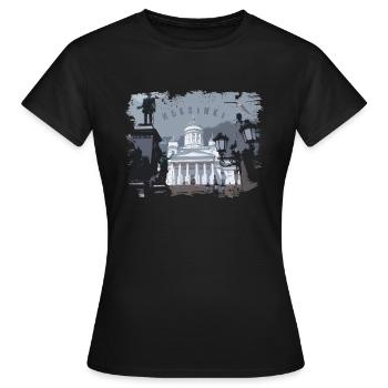 T-shirts cathédrale d’Helsinki, sweats à capuche, produits - T-shirt Femme - noir - Devant - AI Model Female 172 dark (172cm)