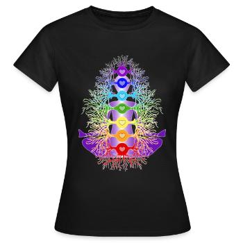 Les chakras avec leurs racines - T-shirt Femme - noir - Devant - AI Model Female 172 dark (172cm)