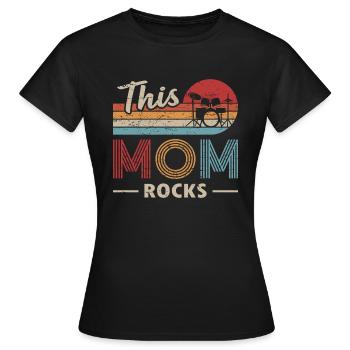 Cette maman rock drums batteur de la fête des mères - T-shirt Femme - noir - Devant - AI Model Female 172 dark (172cm)