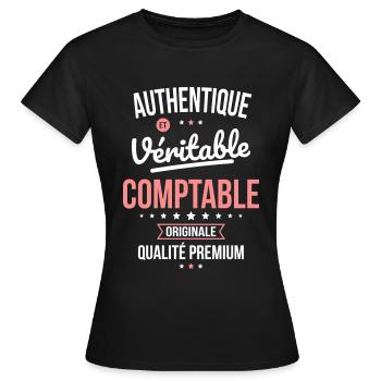 Authentique et véritable comptable - Originale - T-shirt Femme - noir - Devant - AI Model Female 172 dark (172cm)