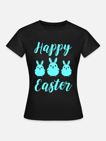 Frohe Ostern Hasen - Frauen T-Shirt - Schwarz